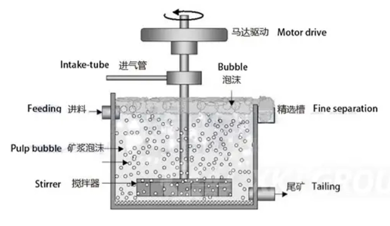 Structure principle of flotation machine